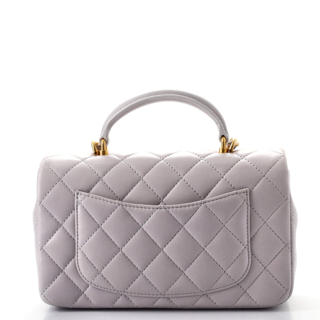 Classic Single Flap Top Handle Bag Quilted Lambskin Mini