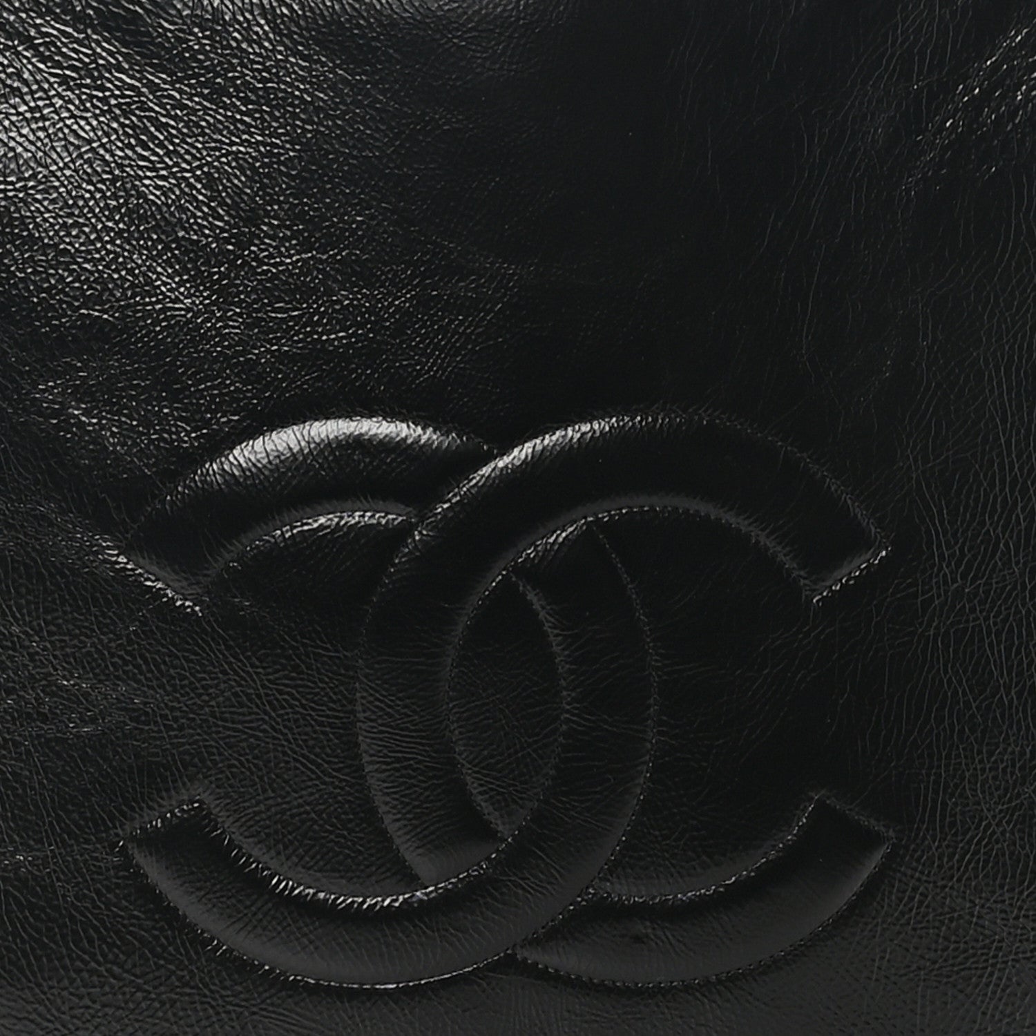 Shiny Aged Calfskin North South Shopping Bag Black