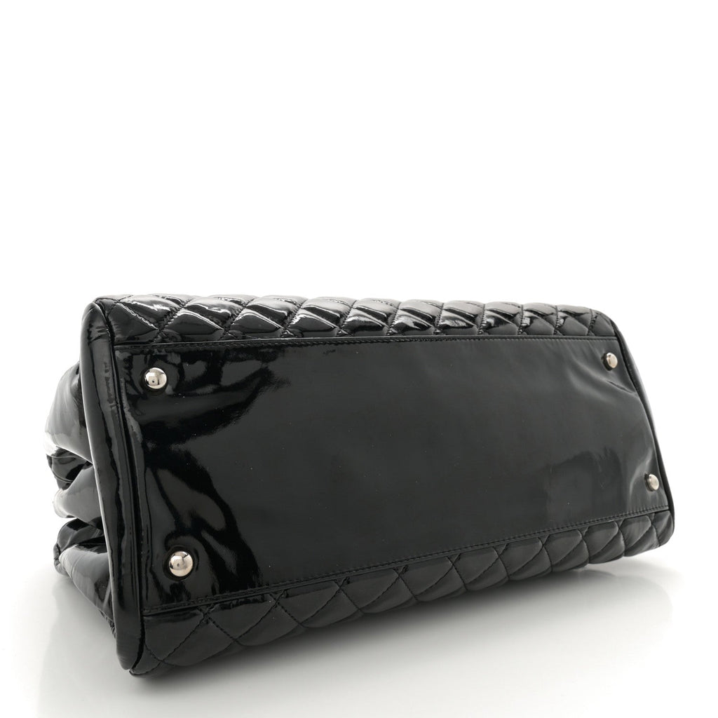 Patent Quilted Large Just Mademoiselle Bowling Bag Black