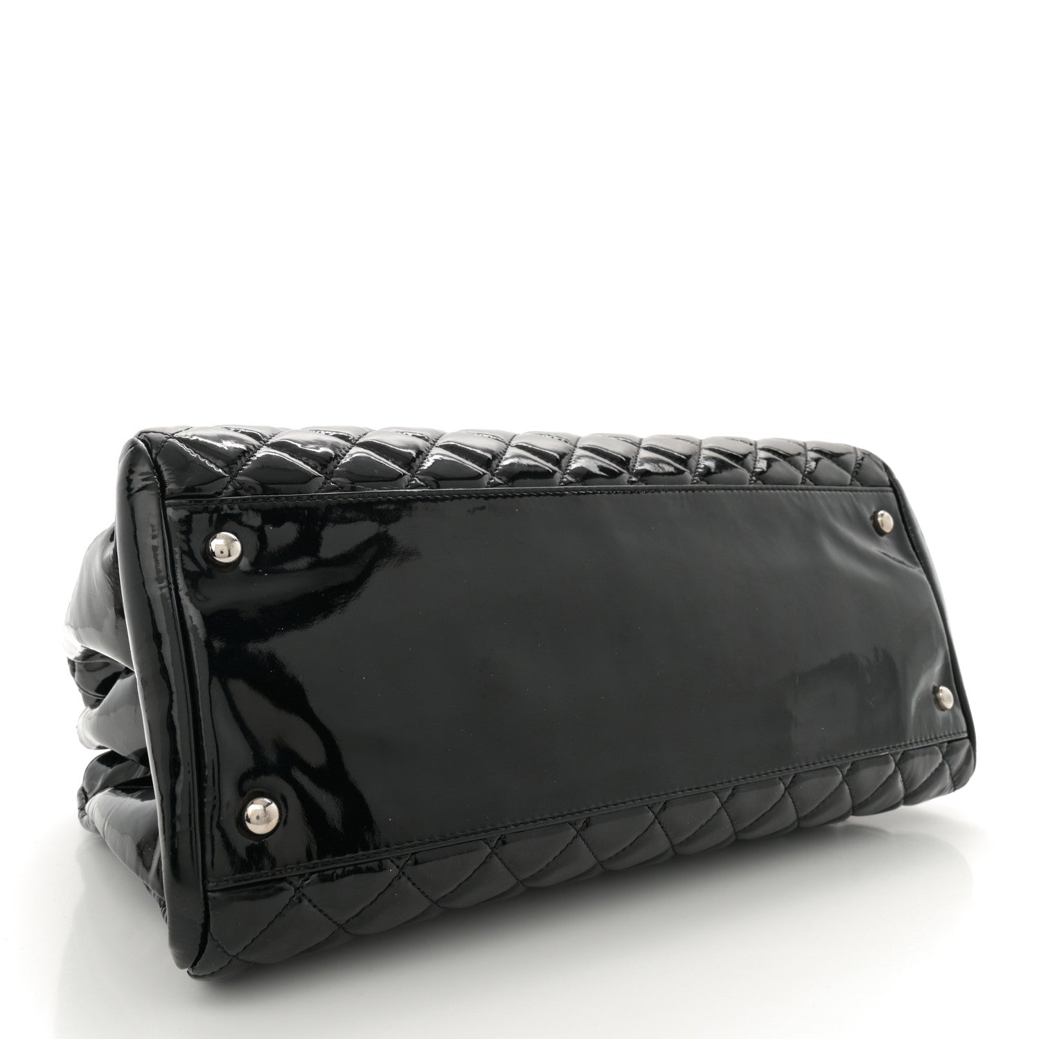 Patent Quilted Large Just Mademoiselle Bowling Bag Black