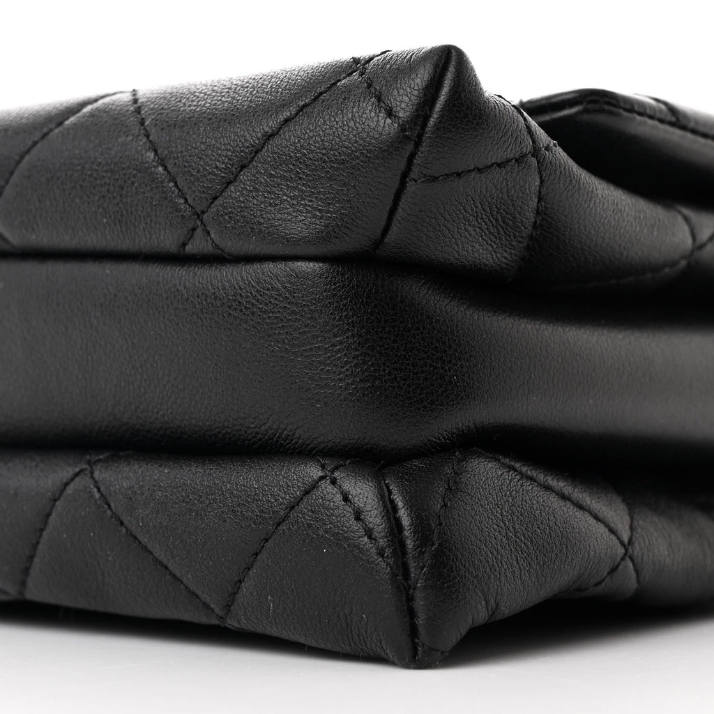 Calfskin Quilted Mini Chain Strap Flap Black