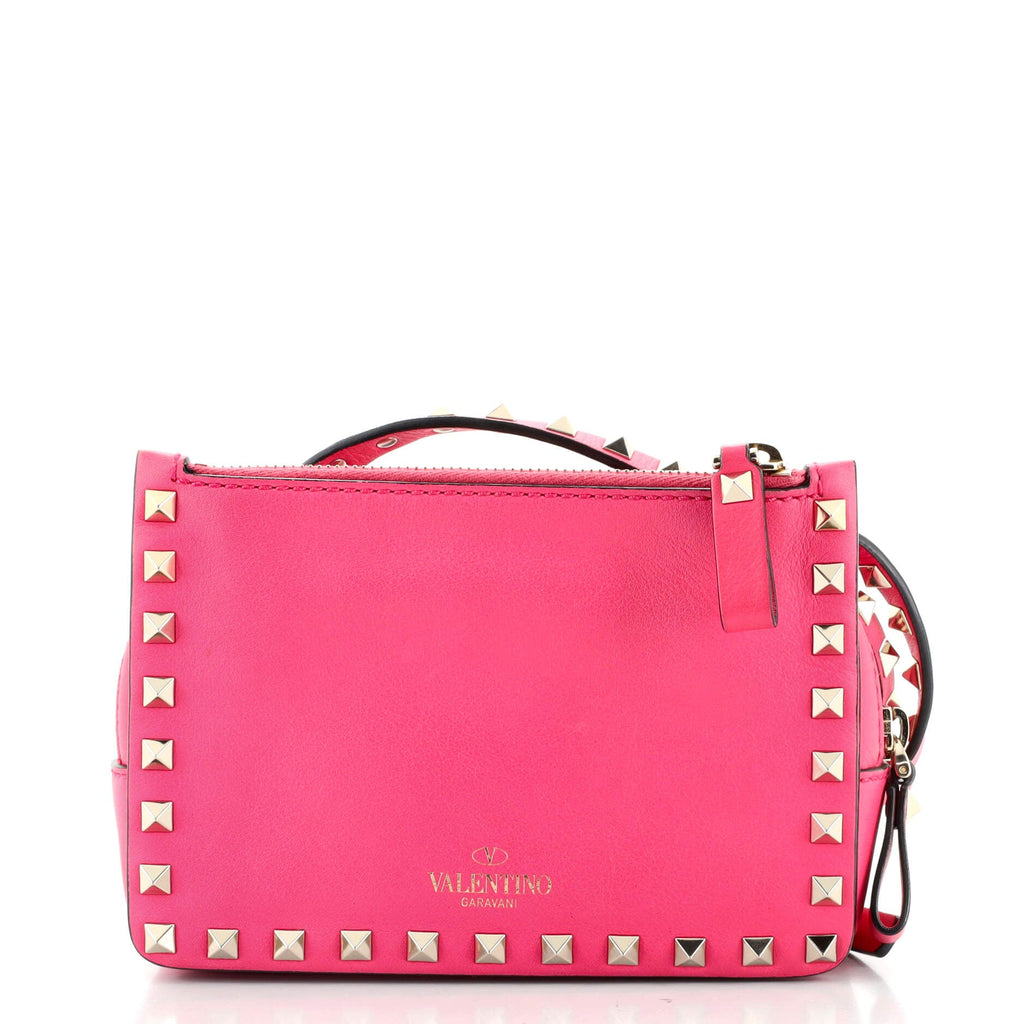 Rockstud Front Pocket Zip Shoulder Bag Leather Mini