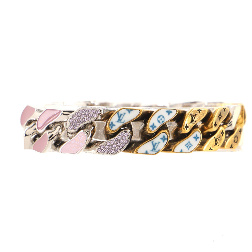 LV Chain Links Patches Bracelet Metal with Crystals