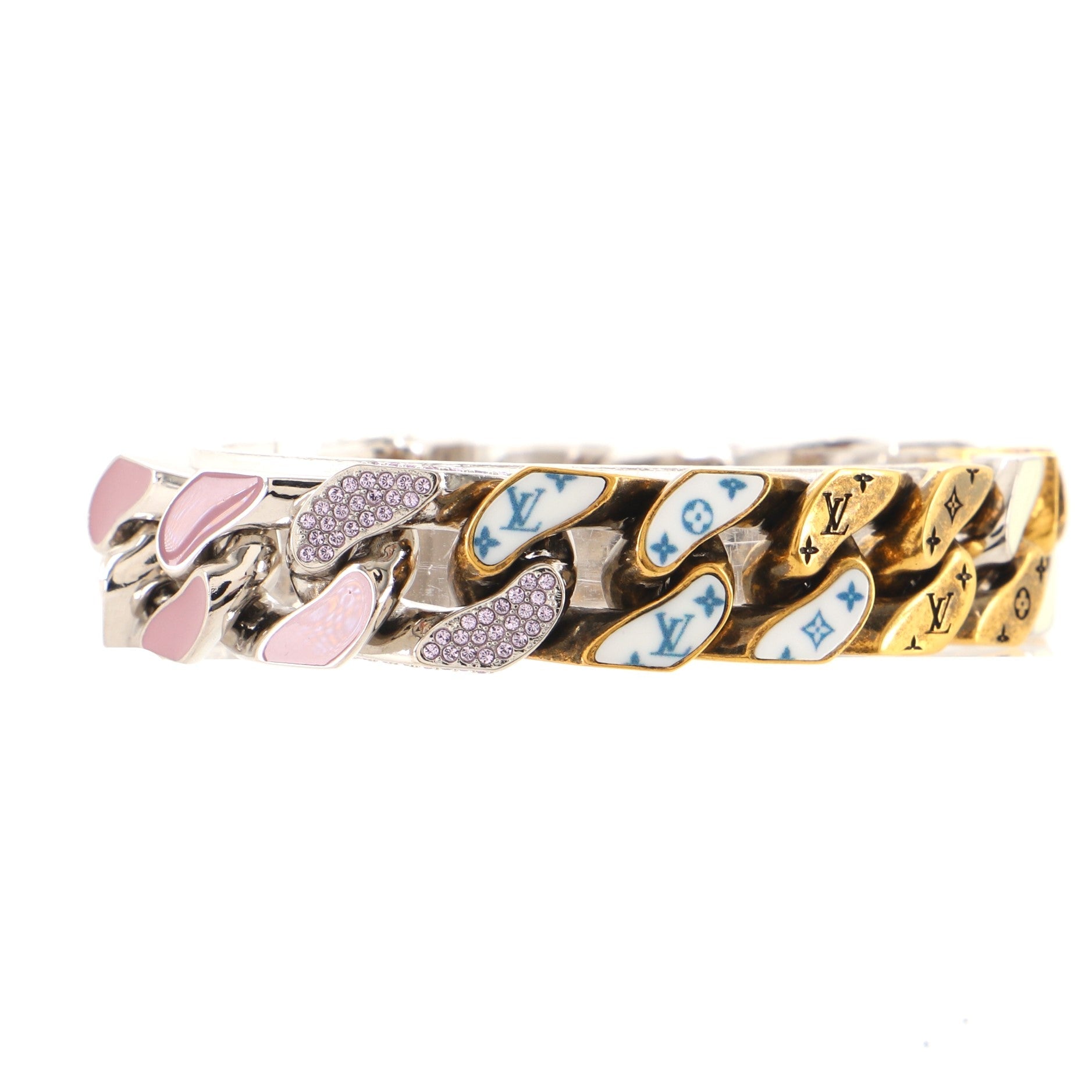 LV Chain Links Patches Bracelet Metal with Crystals