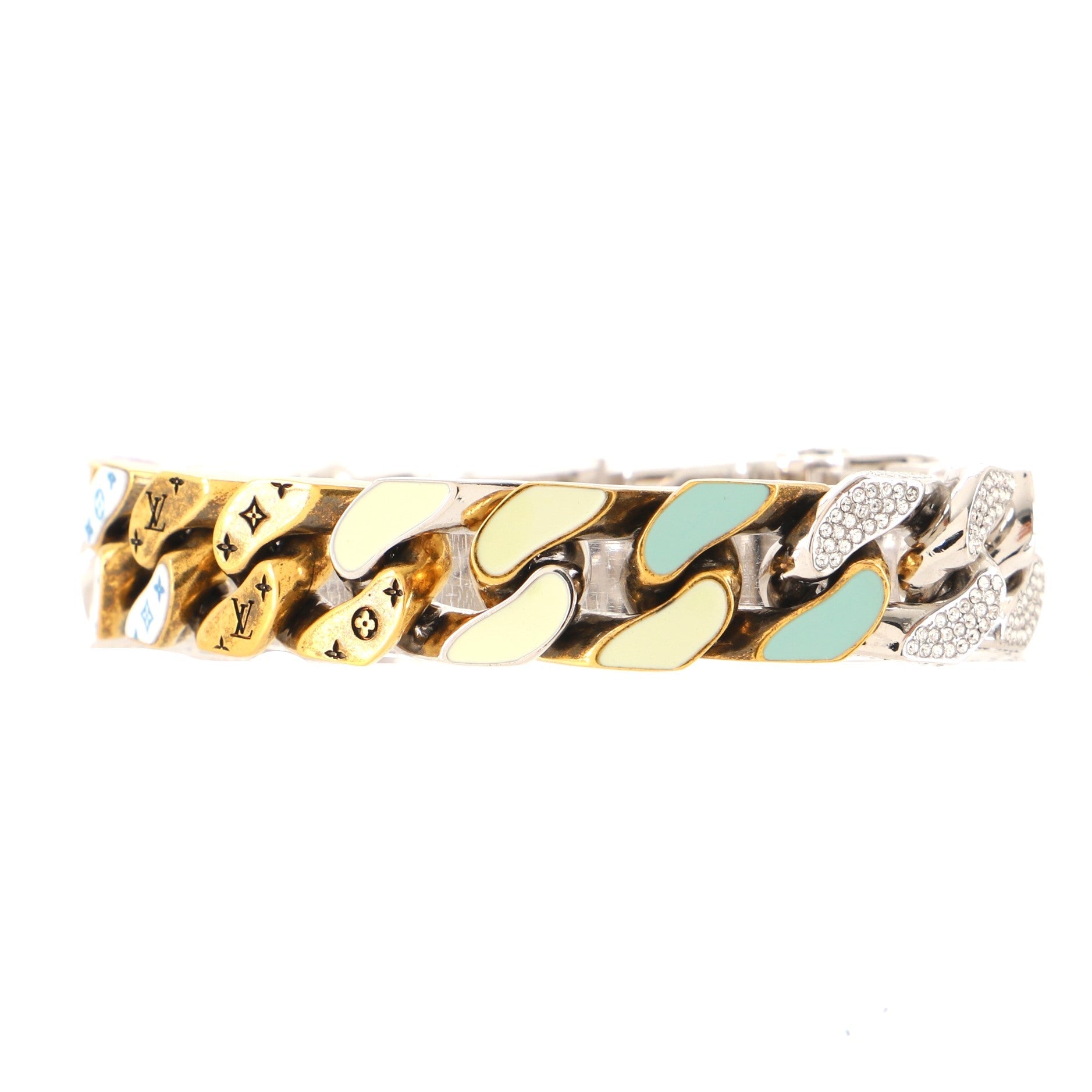 LV Chain Links Patches Bracelet Metal with Crystals