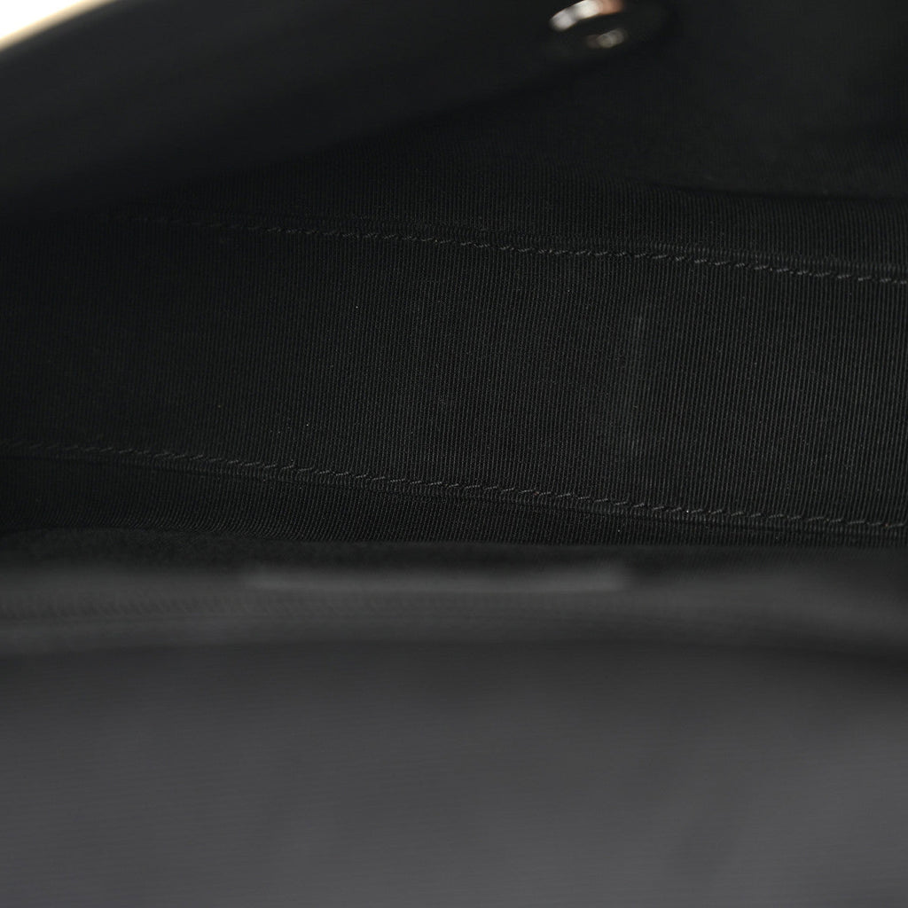 Aged Calfskin Grosgrain Quilted Chain CC Flap Ivory Black