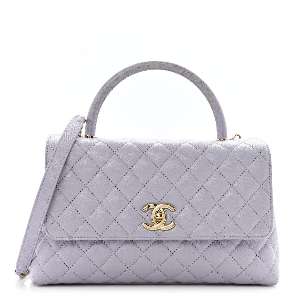 Caviar Quilted Small Coco Handle Flap Light Purple