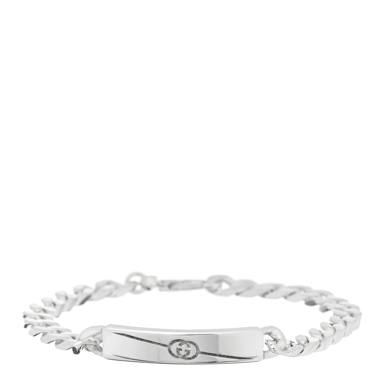 Sterling Silver GG Interlocking ID Chain Bracelet