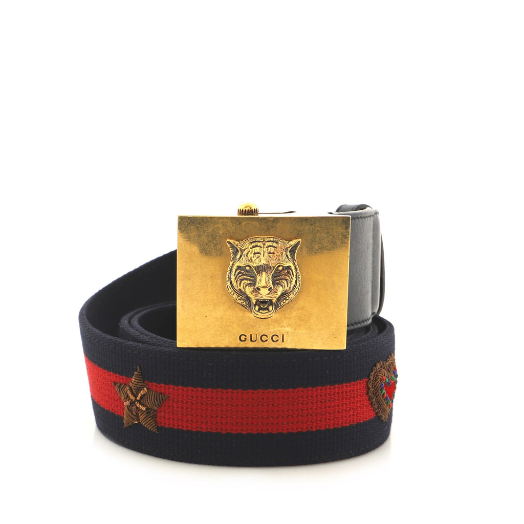 Feline Head Web Belt Canvas Wide 95