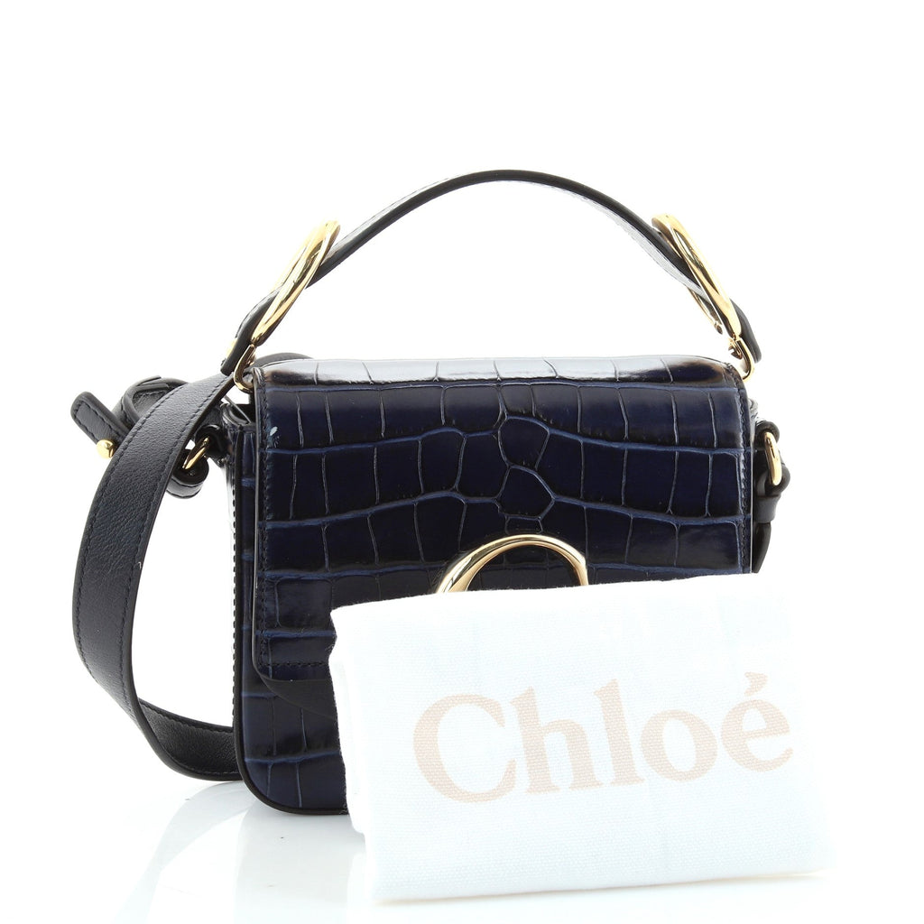 C Flap Bag Crocodile Embossed Leather Mini
