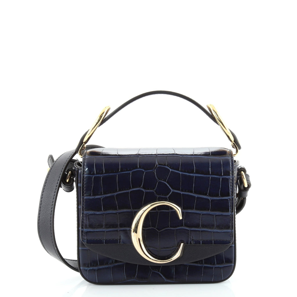 C Flap Bag Crocodile Embossed Leather Mini
