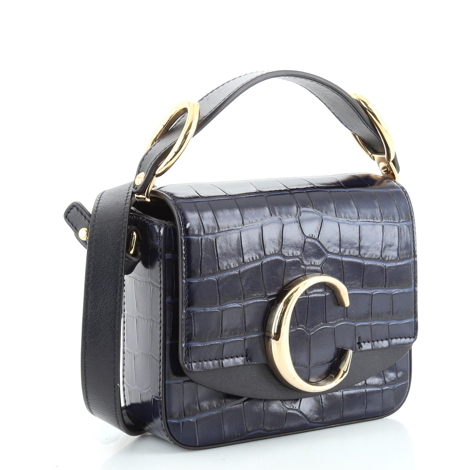 C Flap Bag Crocodile Embossed Leather Mini