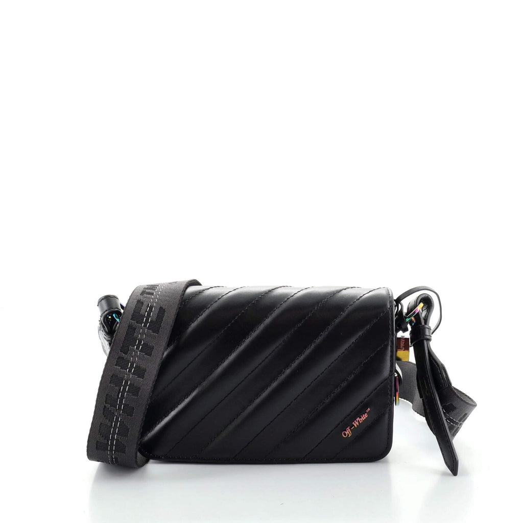 Binder Clip Flap Bag Striped Leather Mini