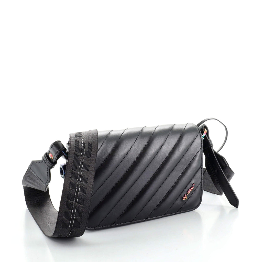 Binder Clip Flap Bag Striped Leather Mini