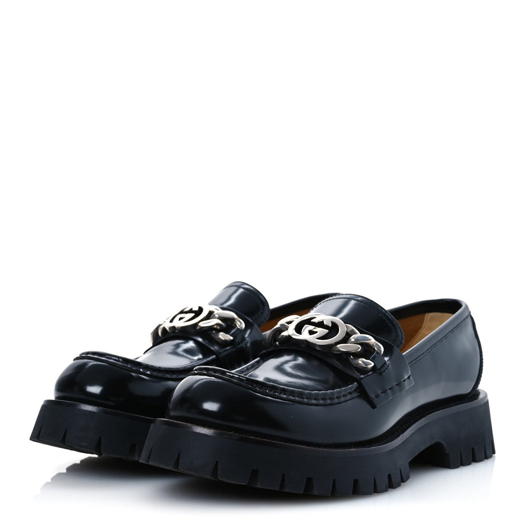 Cordovan Lux Mens Jeanne Platform Lug Sole 30/45mm Loafers 9 Black