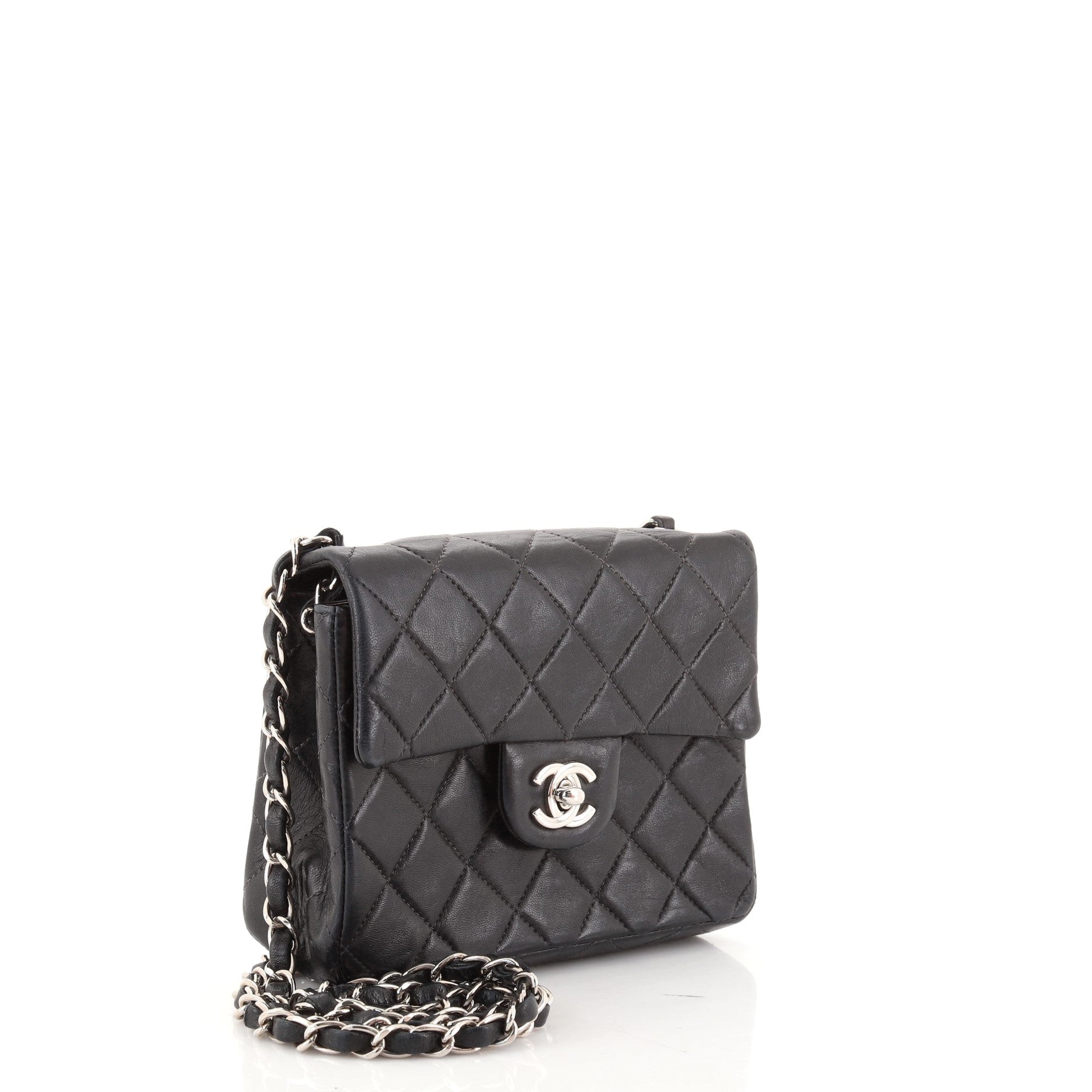 Vintage Square Classic Single Flap Bag Quilted Lambskin Mini