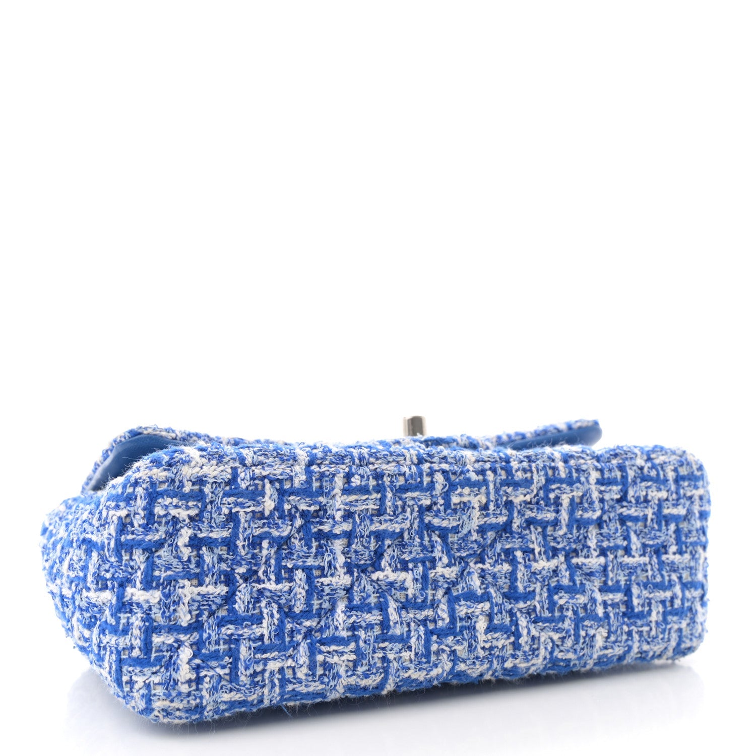 Tweed Quilted Mini Rectangular Flap Blue White