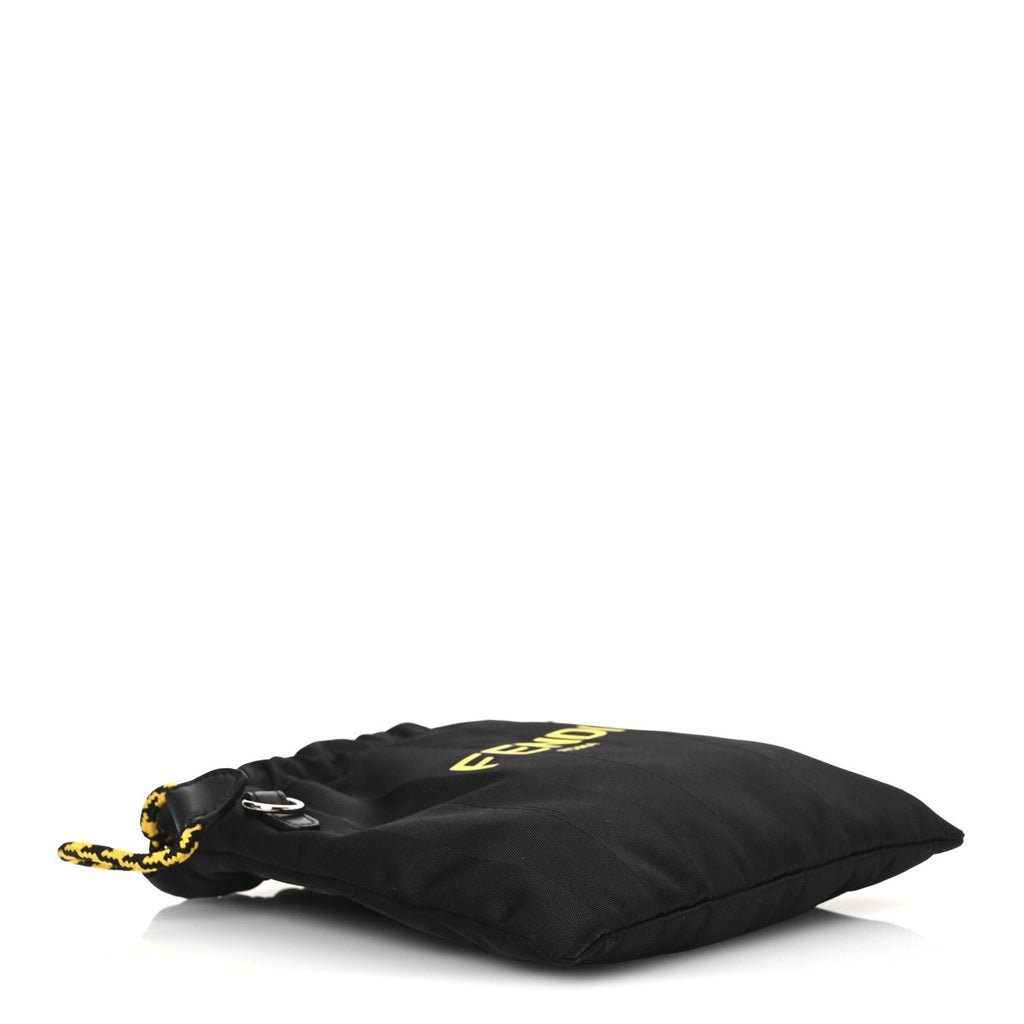 Recycled Nylon Vitello Grace Light Pequin Small Saint Fendi Roma Drawstring Pouch Black Sunflower