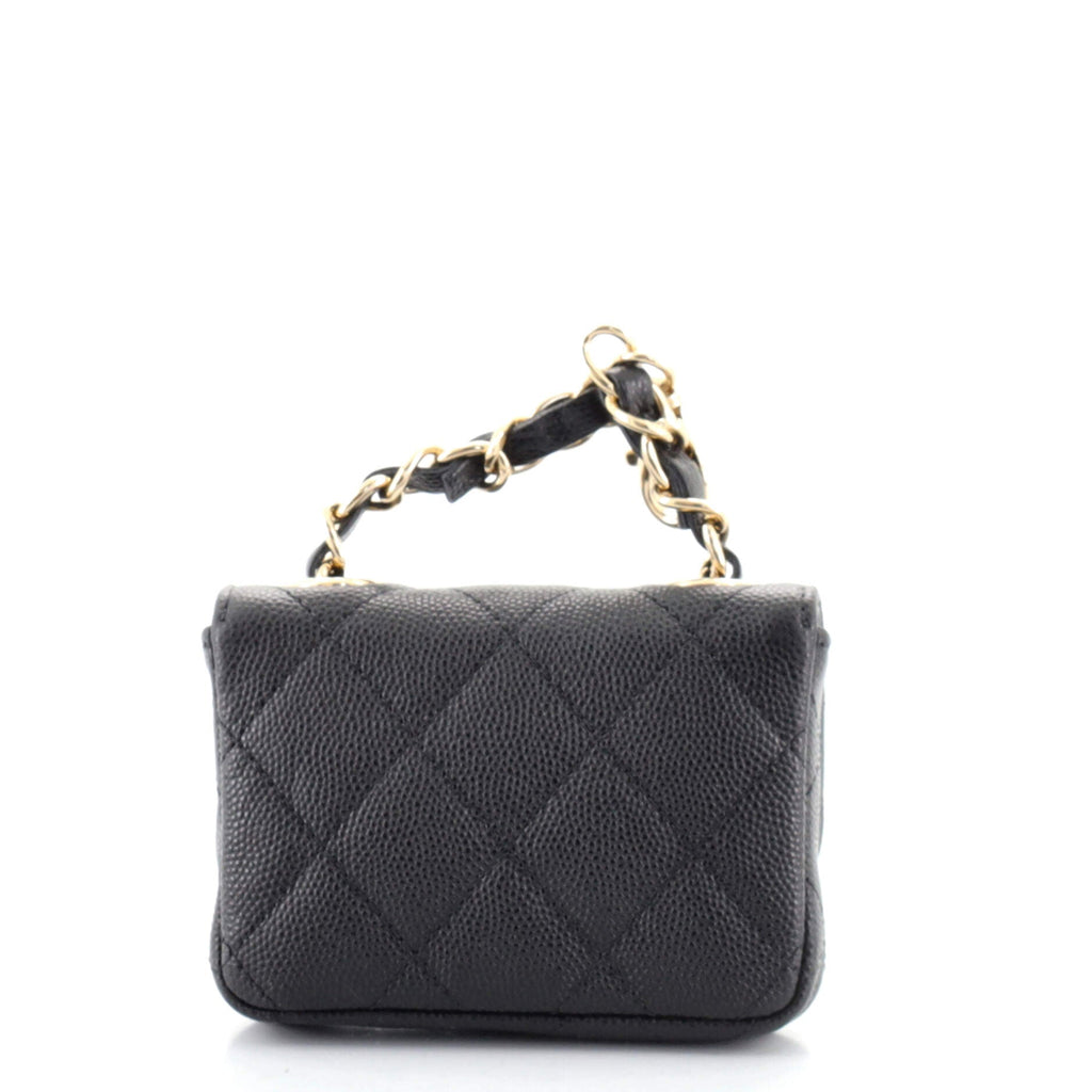 Classic Flap Charm Chain Belt Bag Quilted Caviar Mini