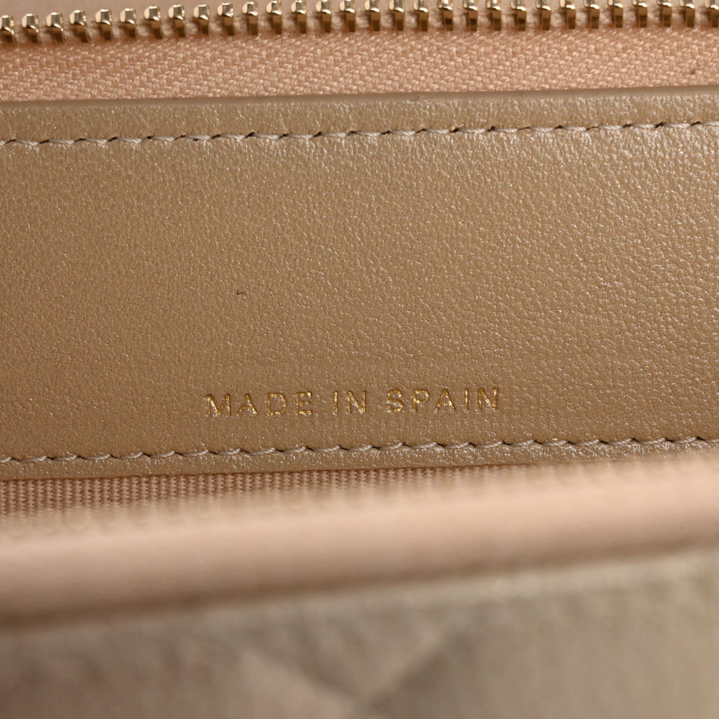 Metallic Goatskin Quilted Phone Holder Wallet on Removable Chain  Gold