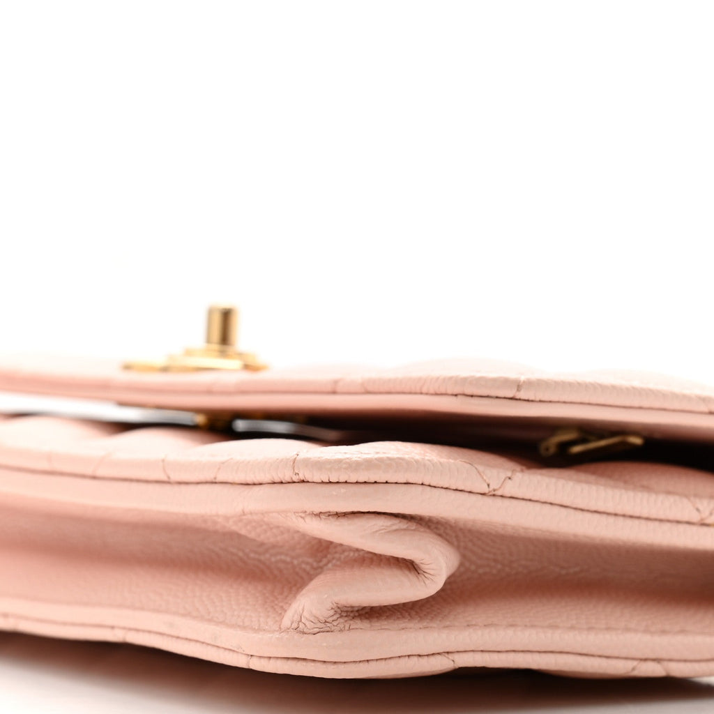 Caviar Quilted Camellia Wallet On Chain WOC Light Pink