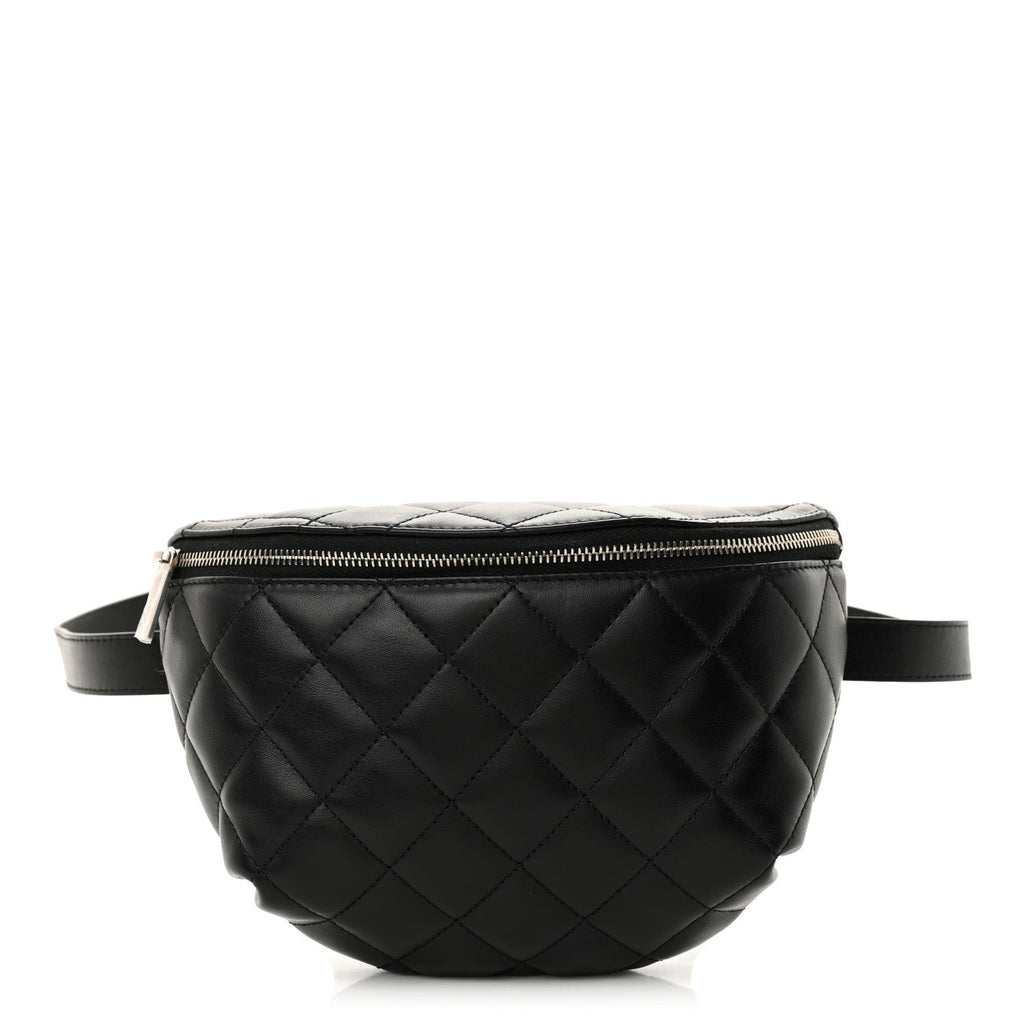 Calfskin Quilted Uniform Waist Belt Bag Black
