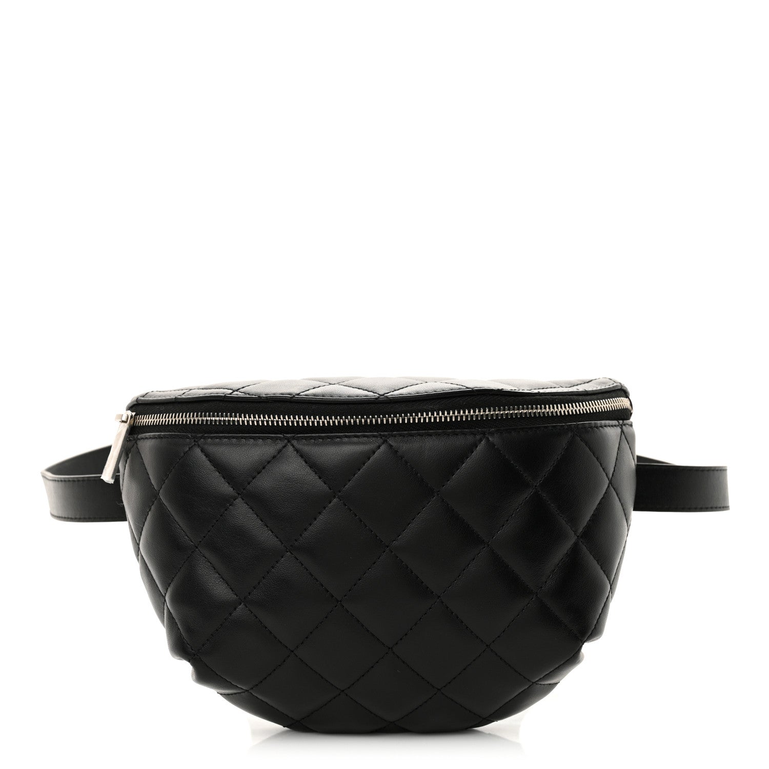 Calfskin Quilted Uniform Waist Belt Bag Black