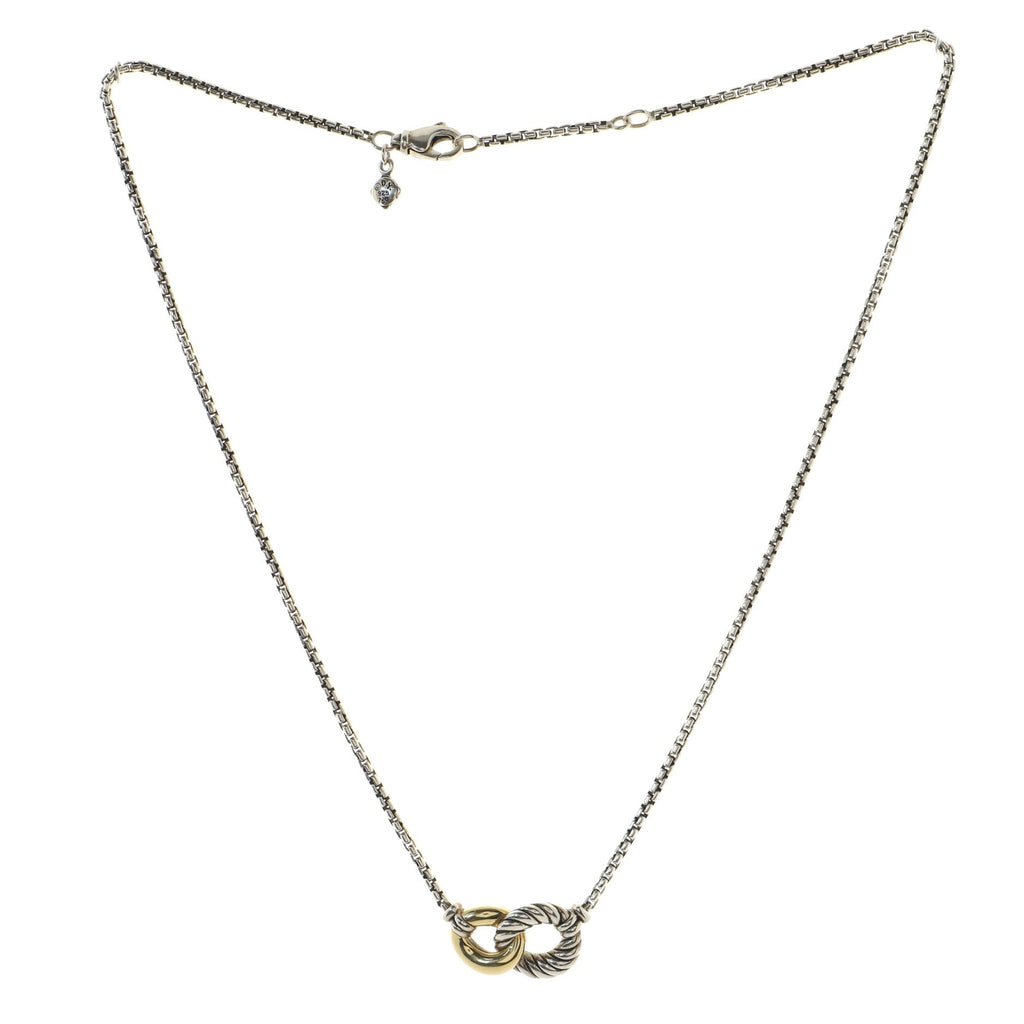 Belmont Curb Link Pendant Necklace Sterling Silver and 18K Yellow Gold