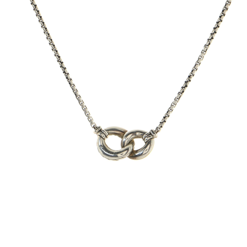 Belmont Curb Link Pendant Necklace Sterling Silver and 18K Yellow Gold