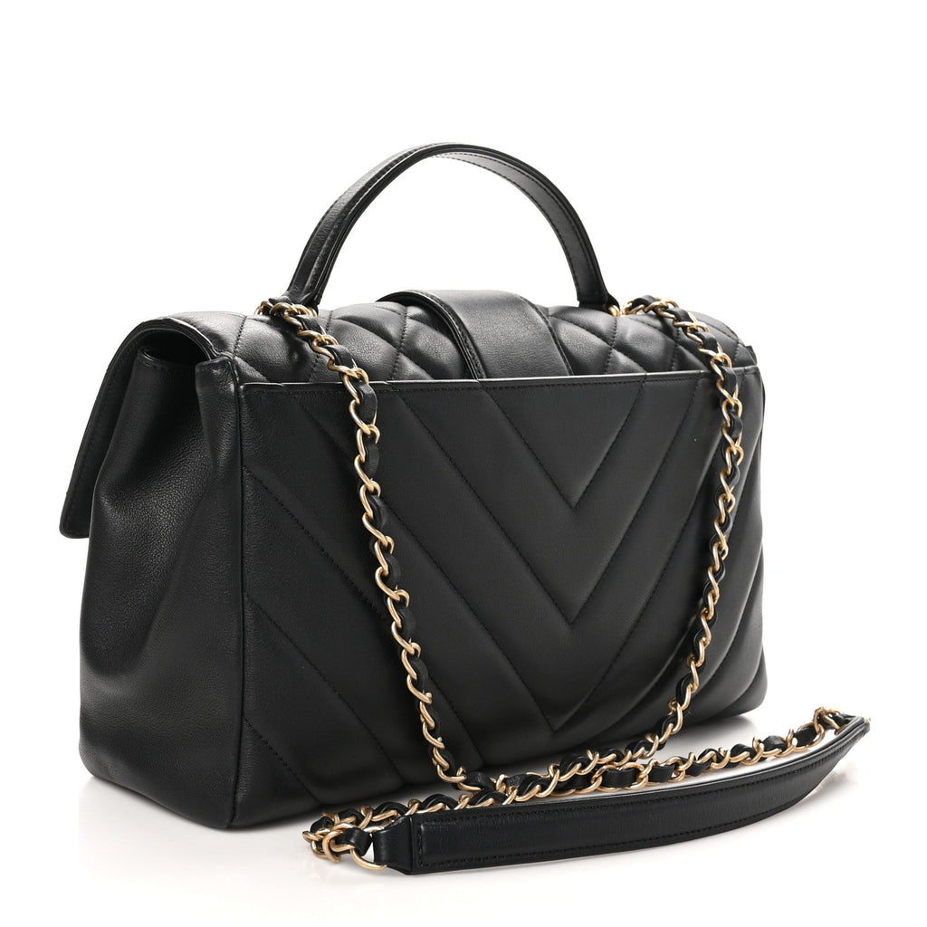 Calfskin Quilted Chevron In The City Bag Black