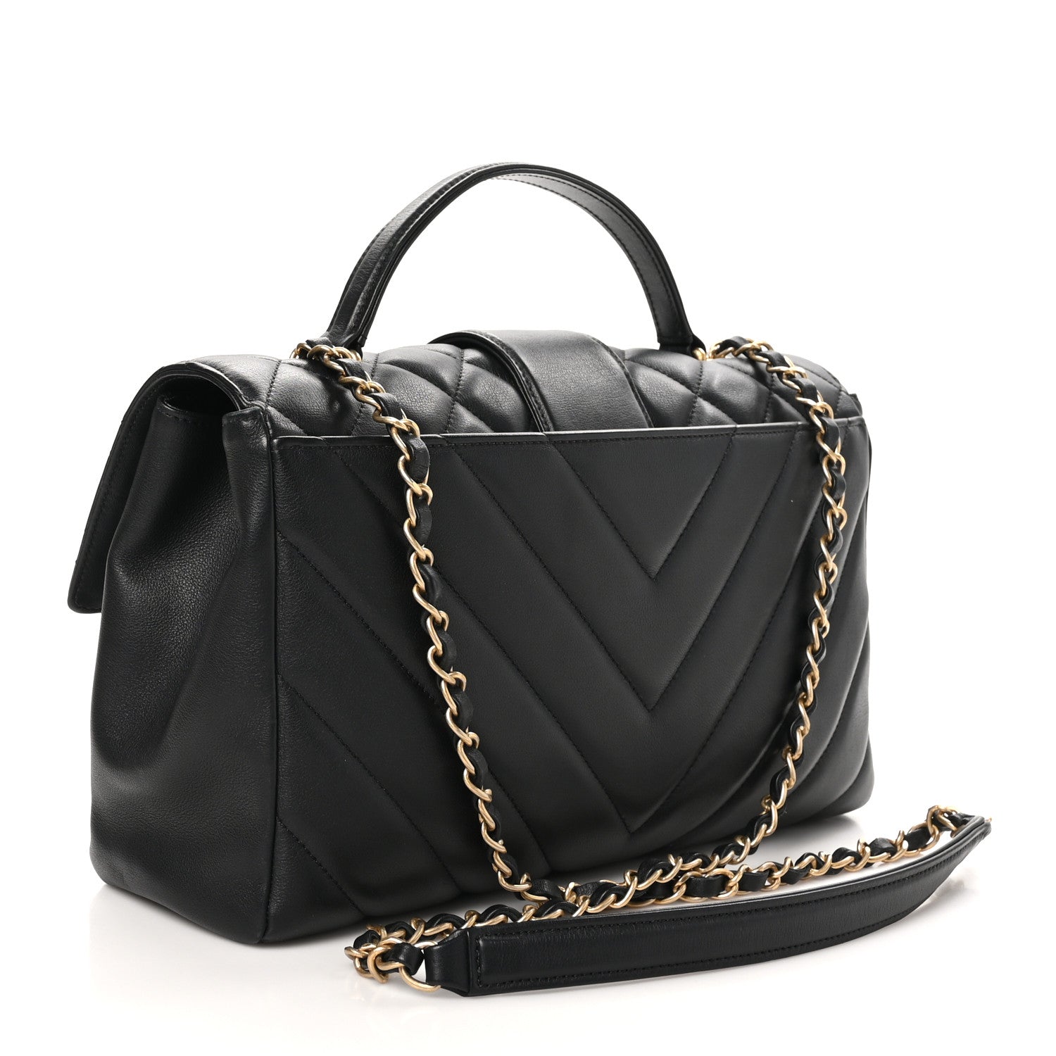 Calfskin Quilted Chevron In The City Bag Black