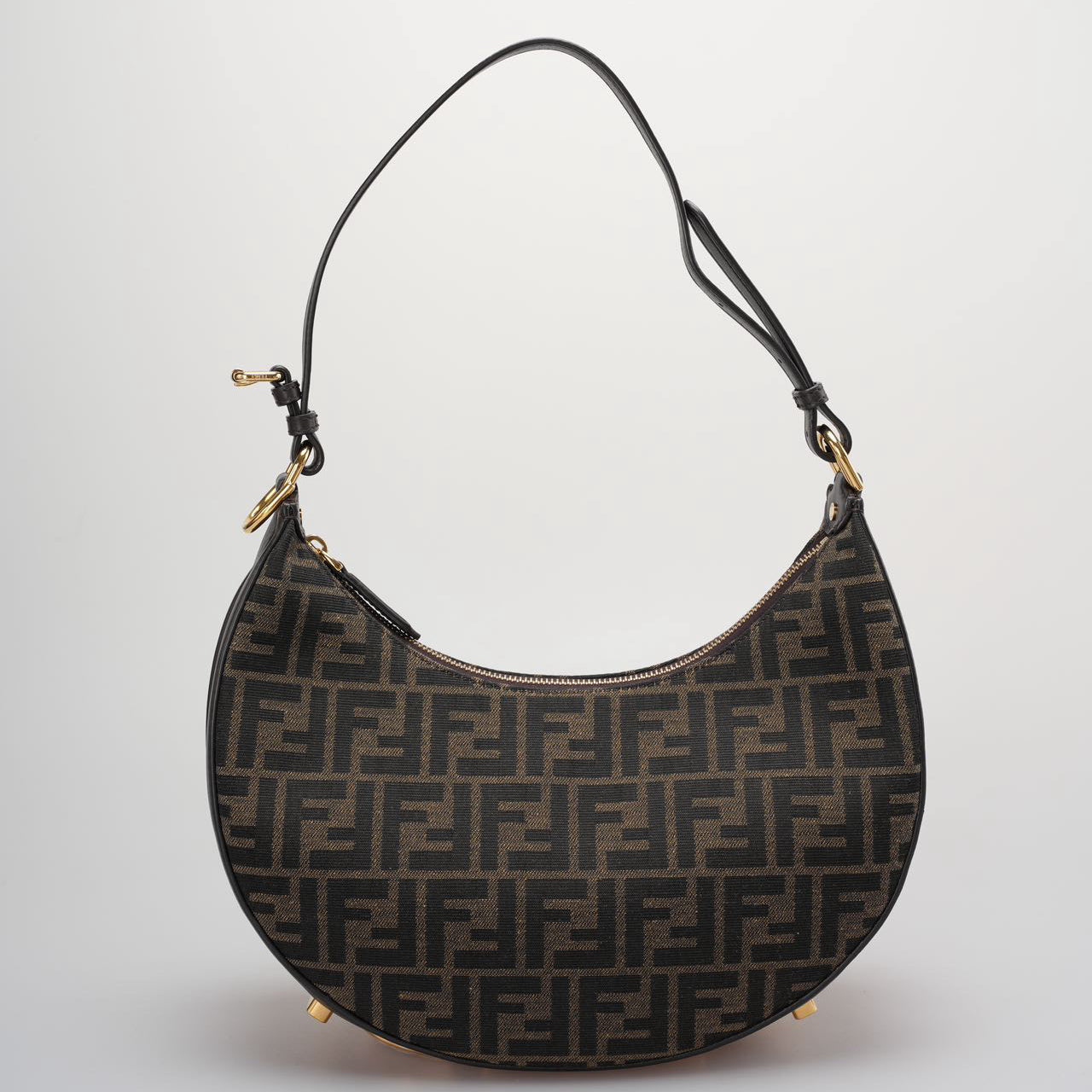 Fendi Graphy Small Brown FF Jacquard Fabric Bag