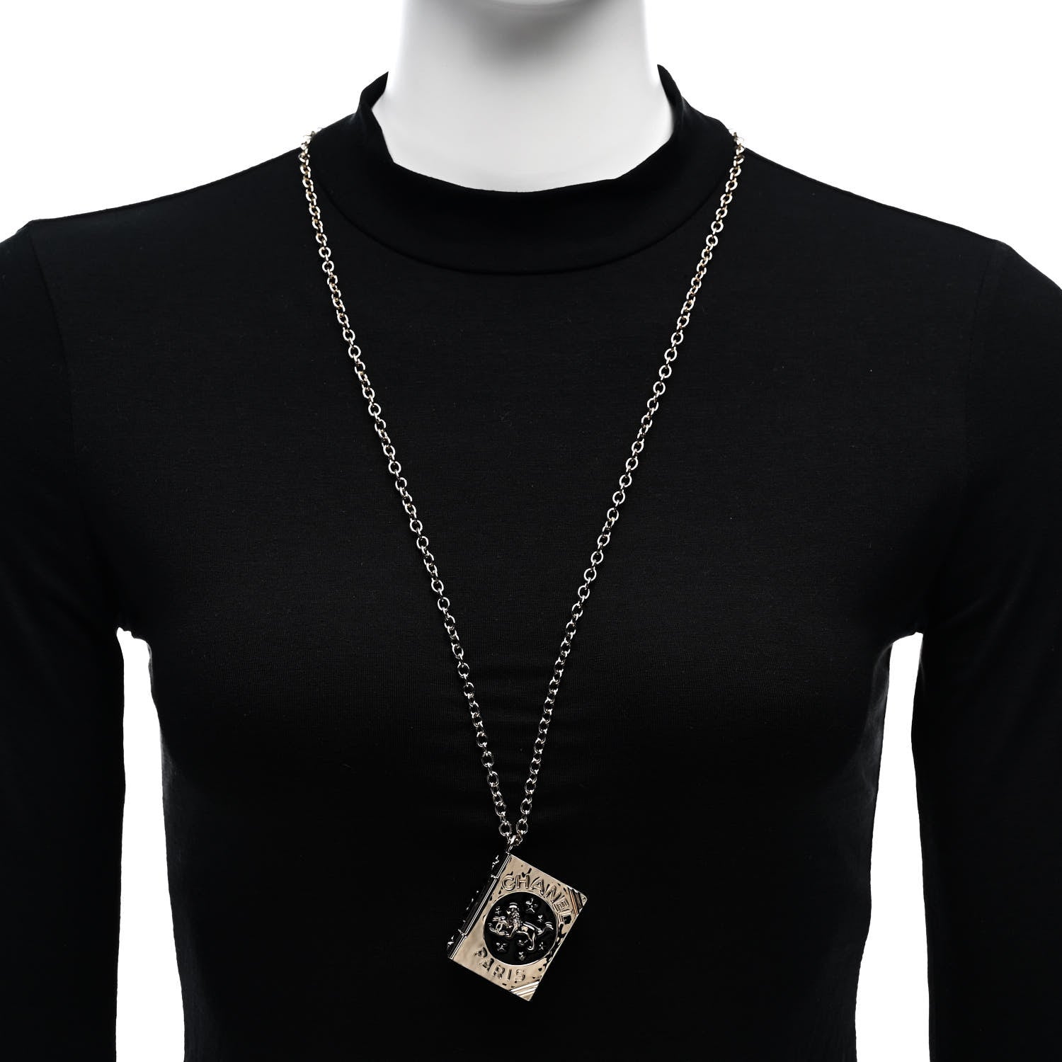 Metal CC Lion Book Locket Necklace Gold
