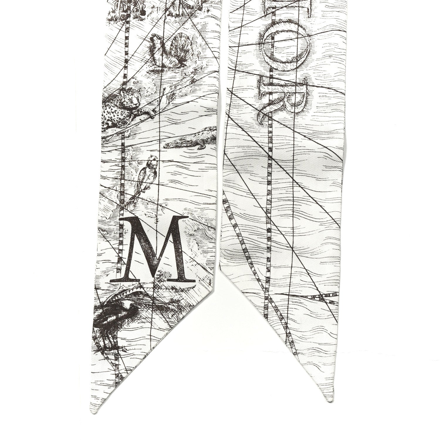 Silk ABCDior "M" Mitzah Scarf  Gris Anthracite