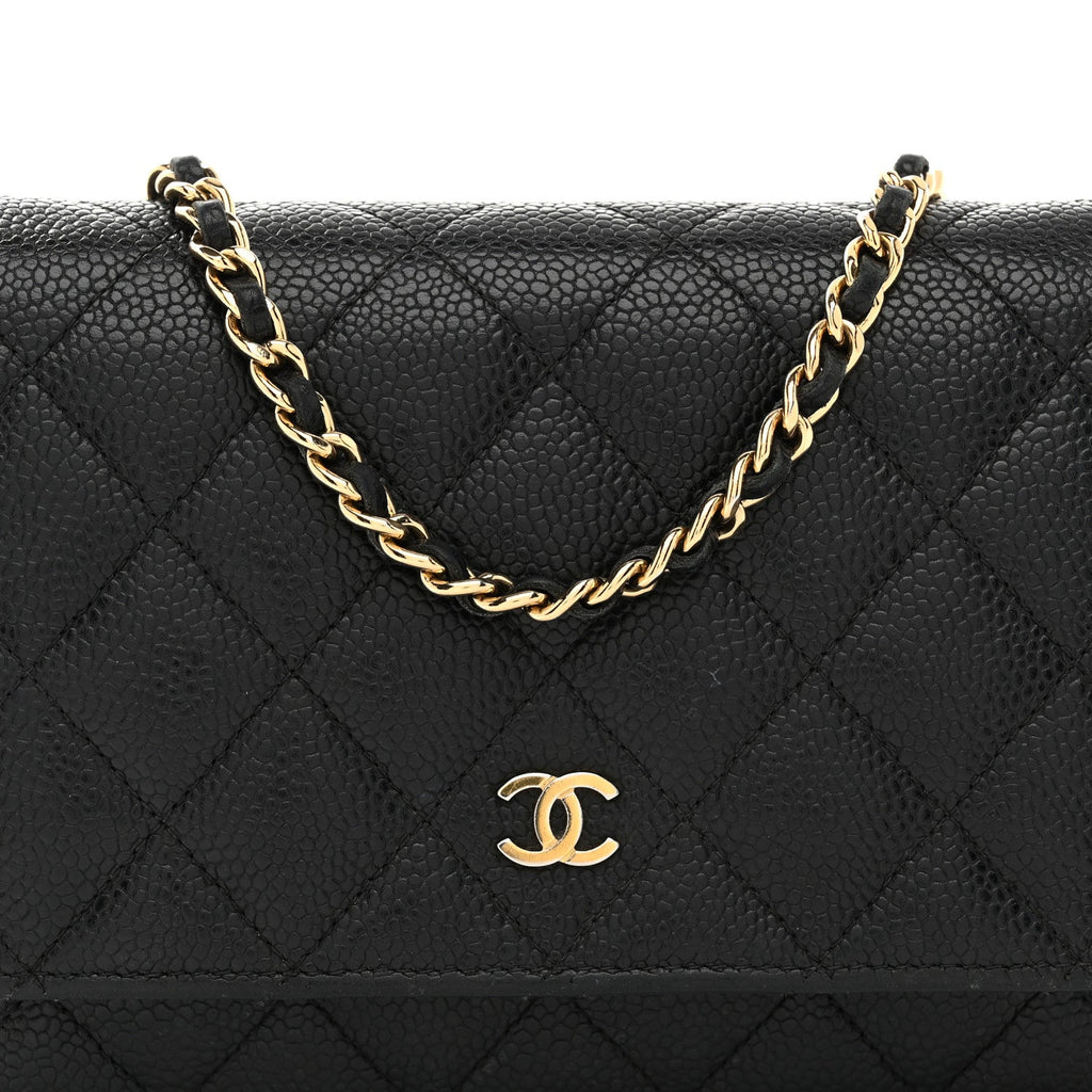 Caviar Quilted Wallet On Chain WOC Black