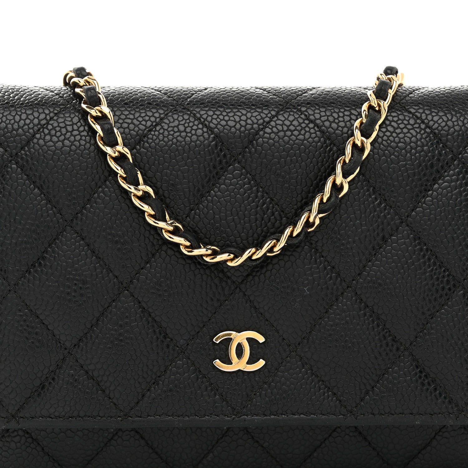 Caviar Quilted Wallet On Chain WOC Black