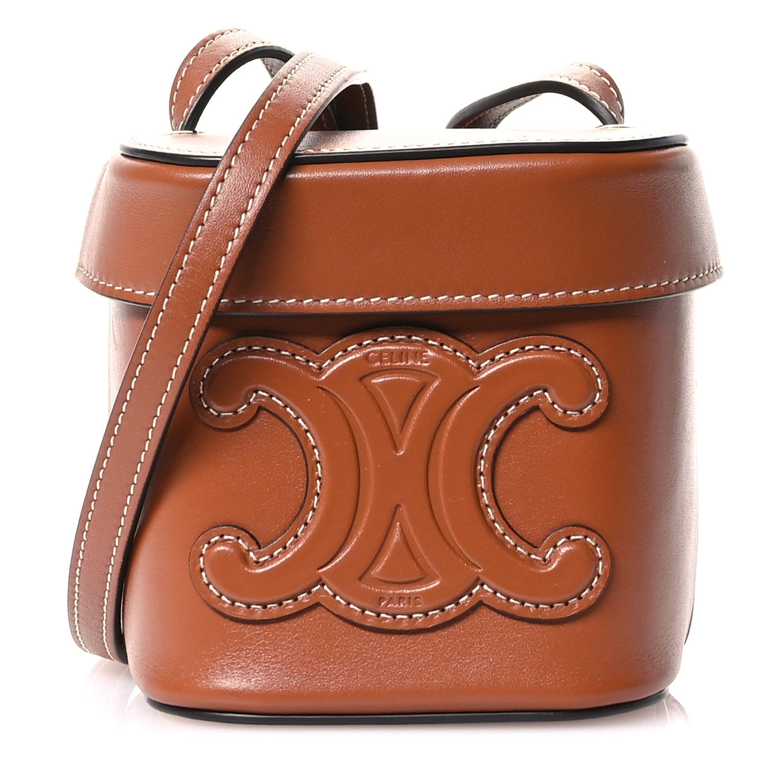 Smooth Calfskin Small Cuir Triomphe Box Tan