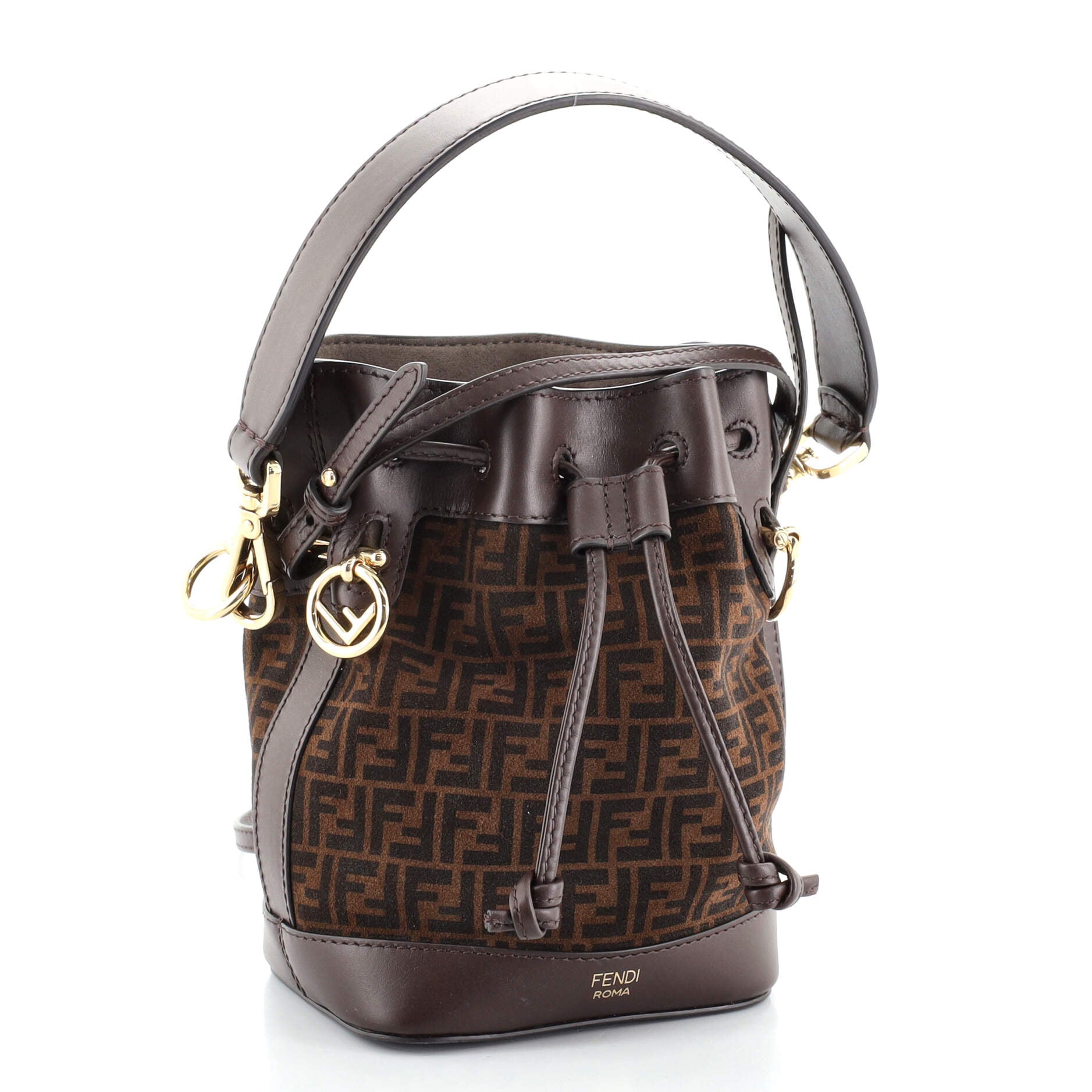 Mon Tresor Bucket Bag Zucca Embossed Leather Mini