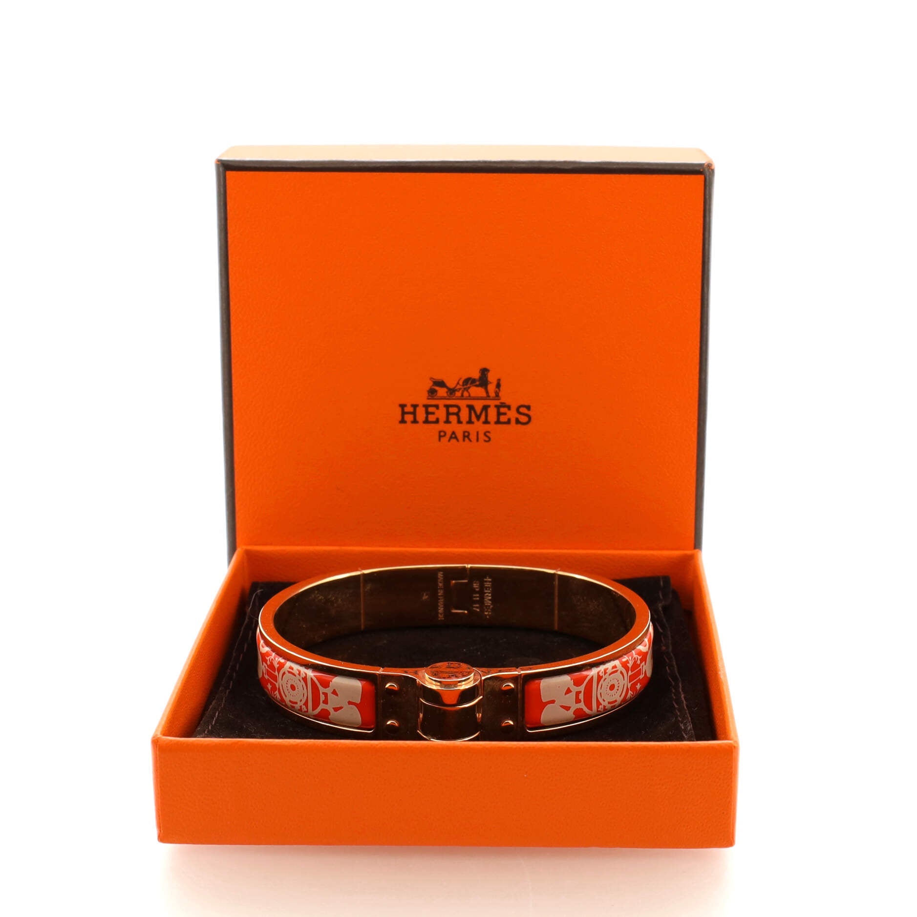 Hinged Bracelet Printed Enamel Thin