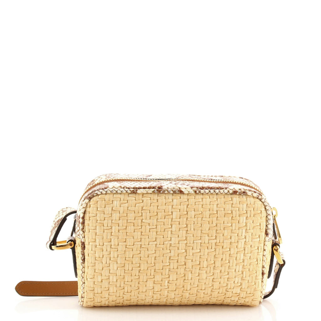 Ophidia Shoulder Bag Raffia with Snakeskin Mini