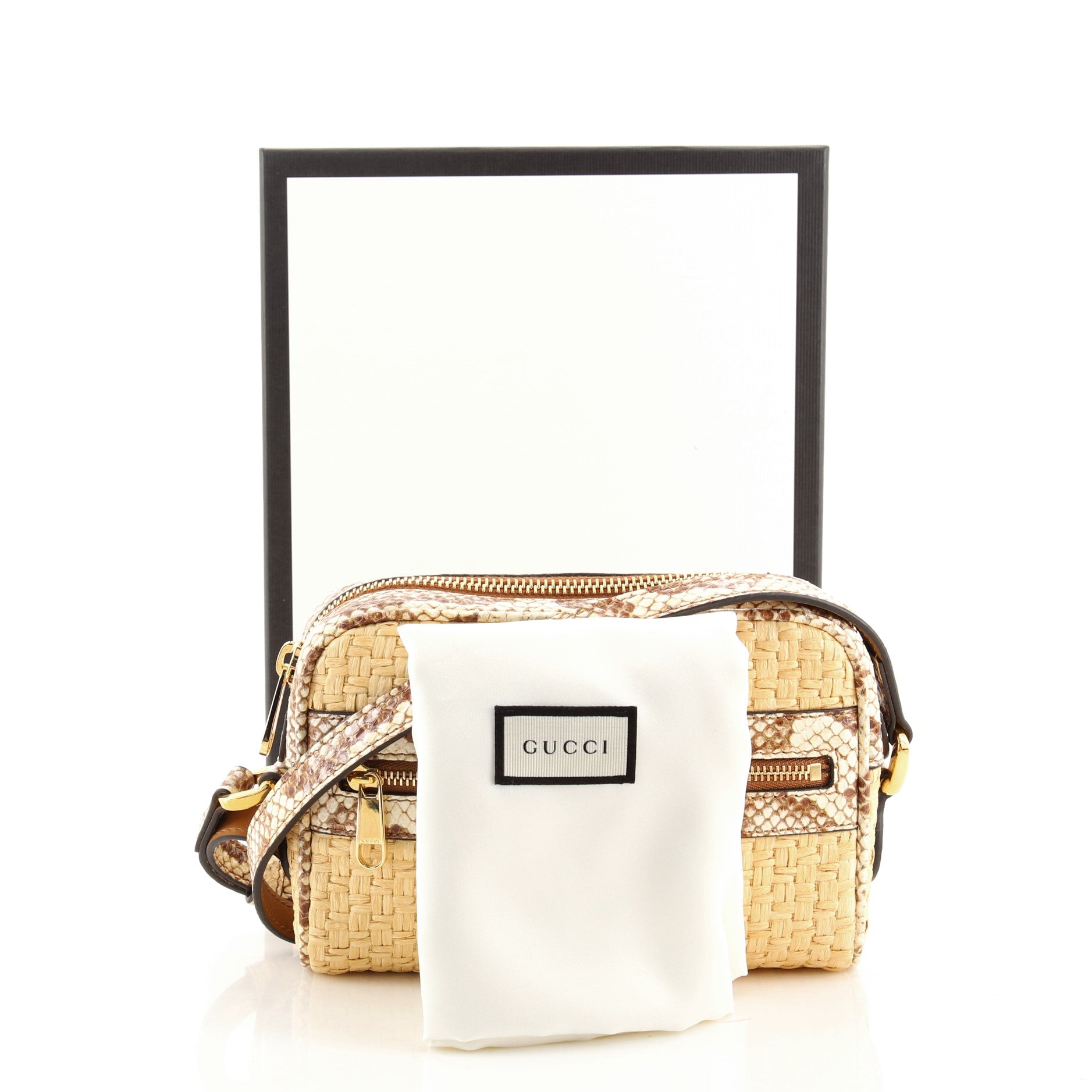 Ophidia Shoulder Bag Raffia with Snakeskin Mini