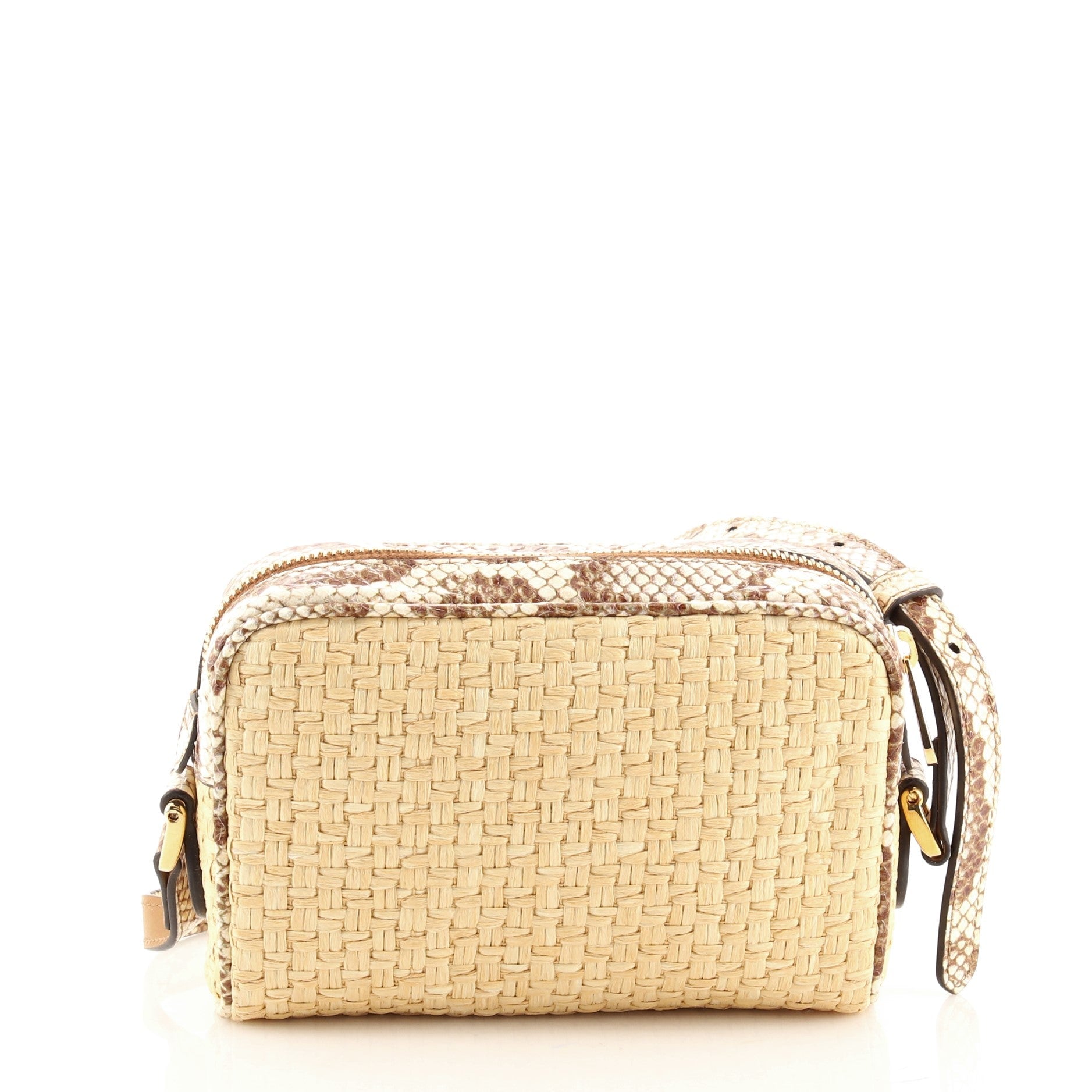 Ophidia Shoulder Bag Raffia with Snakeskin Mini