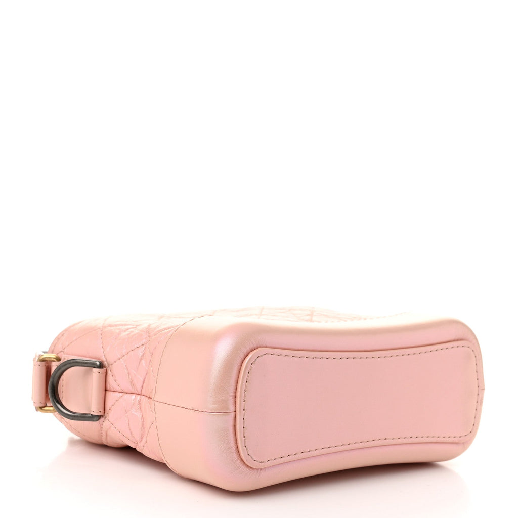 Iridescent Aged Calfskin Quilted Small Gabrielle Hobo Light Pink