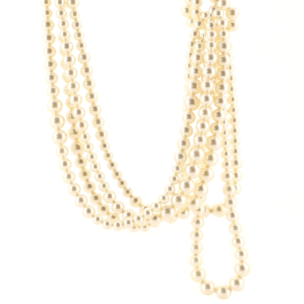 Multistrand CC Necklace Faux Pearls and Metal
