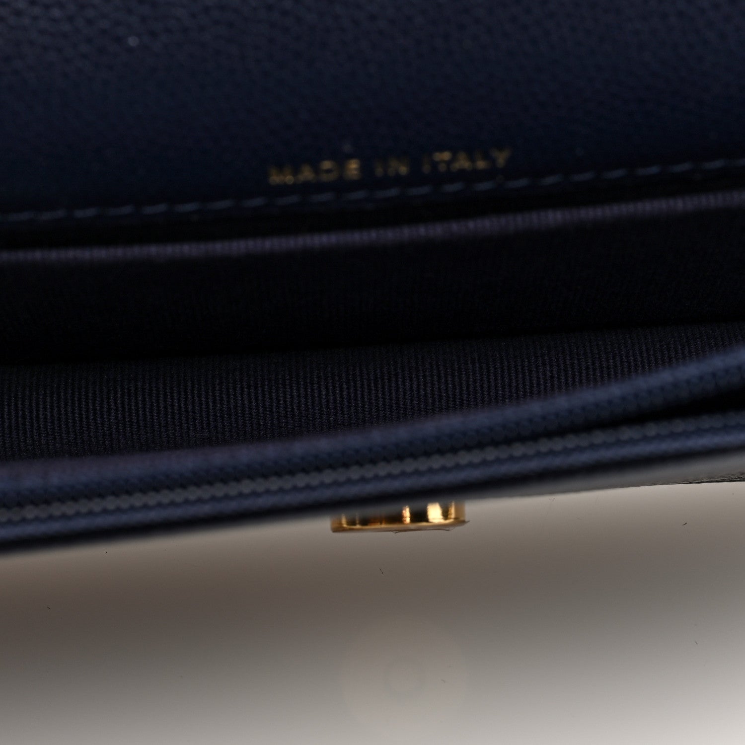 Caviar Quilted Pocket Twins Clutch With Chain Navy Blue