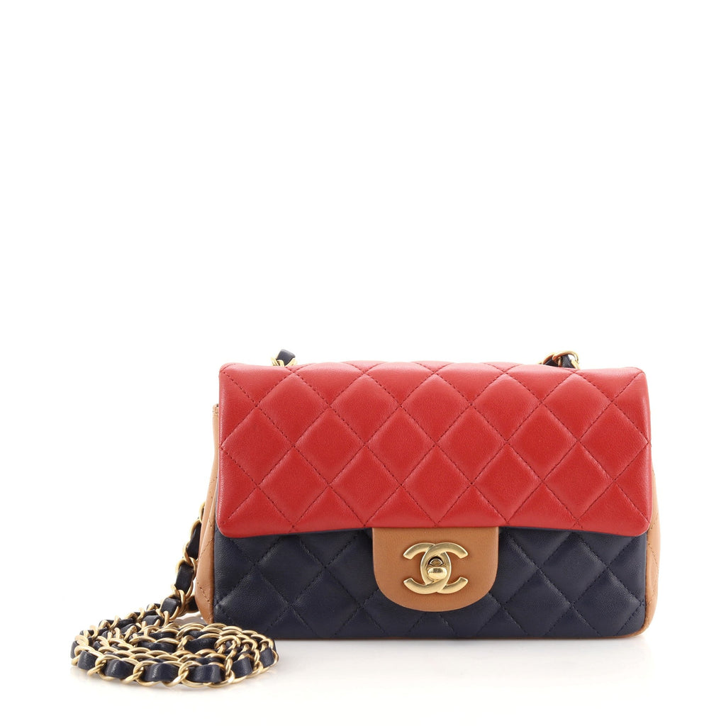 Tricolor Classic Single Flap Bag Quilted Lambskin Mini