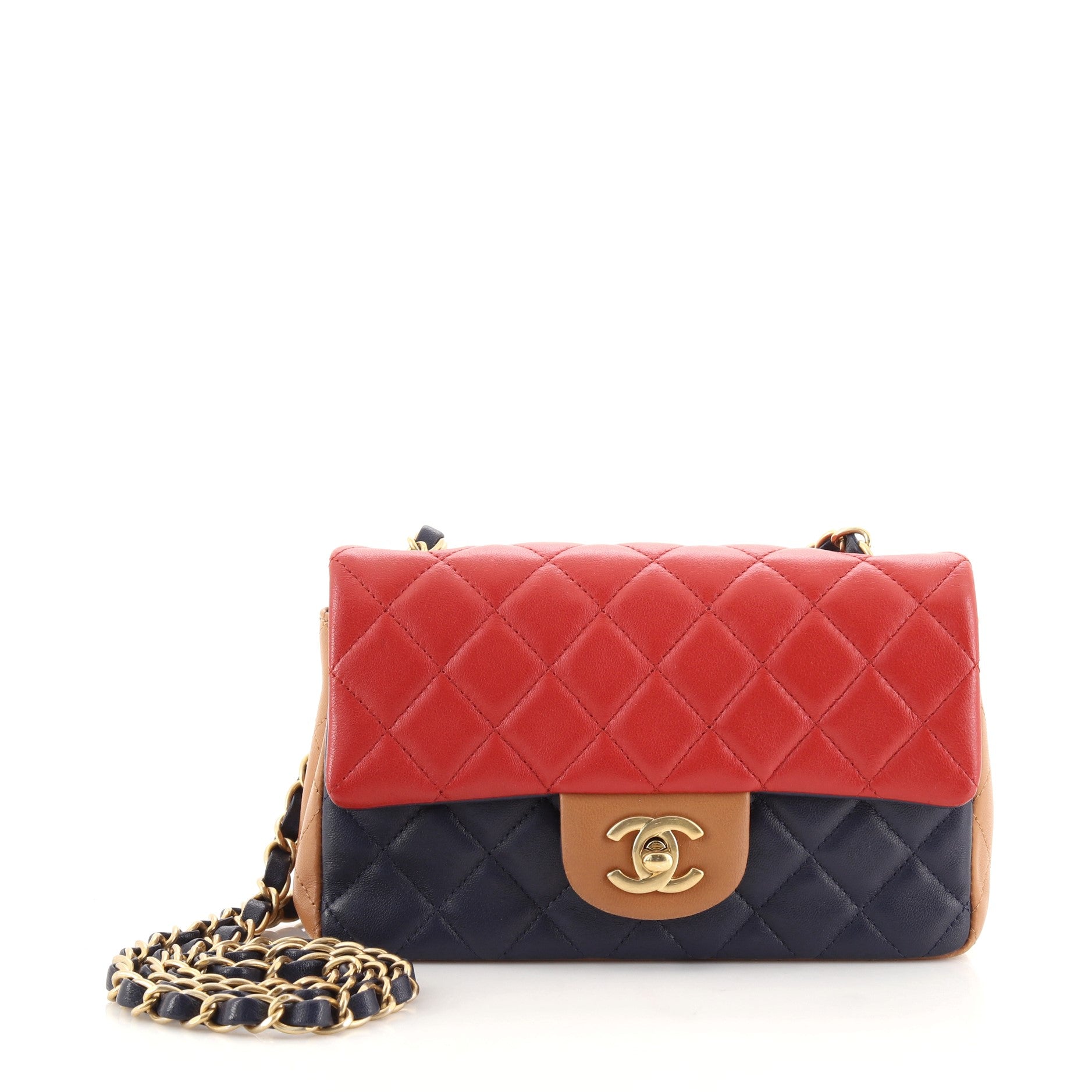 Tricolor Classic Single Flap Bag Quilted Lambskin Mini