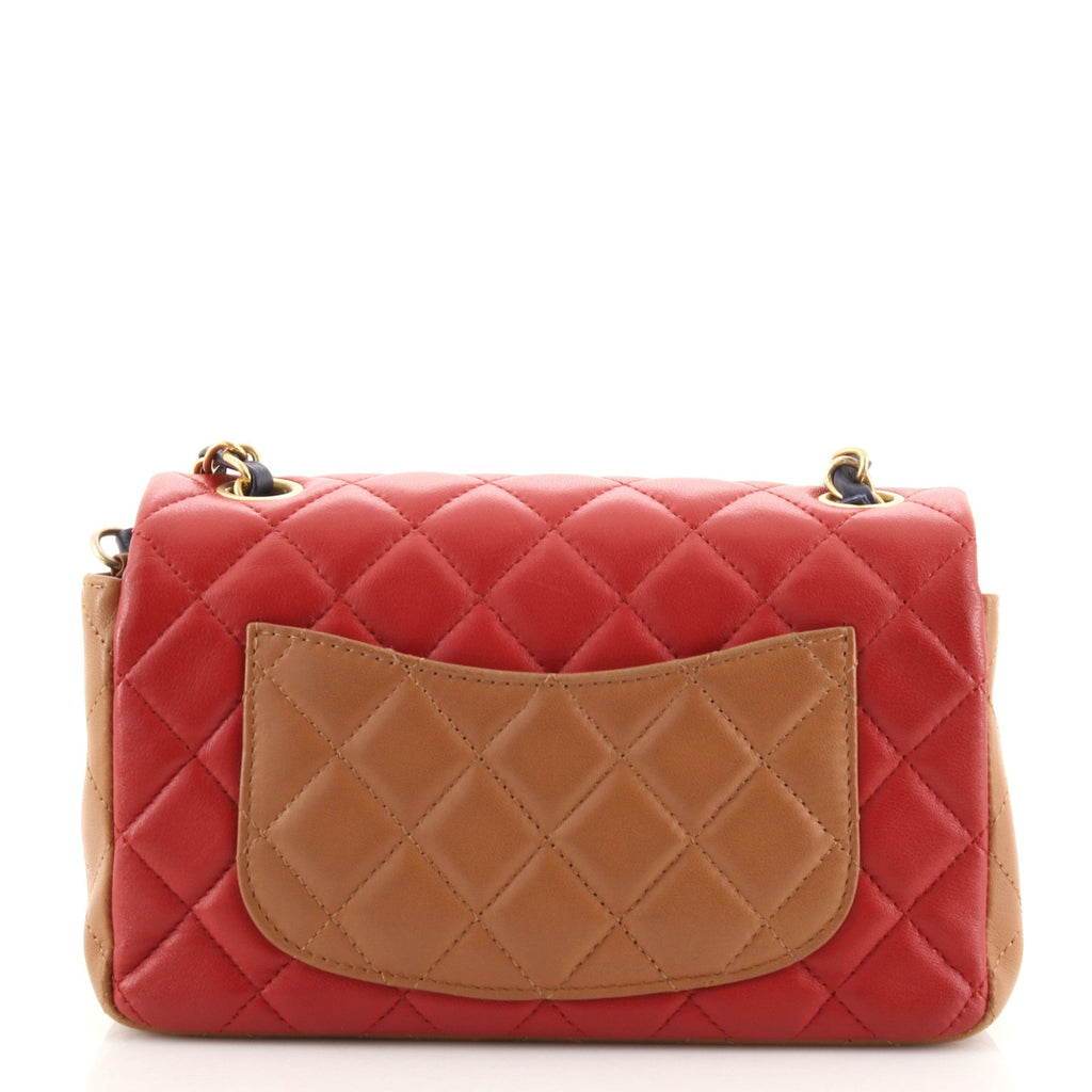 Tricolor Classic Single Flap Bag Quilted Lambskin Mini