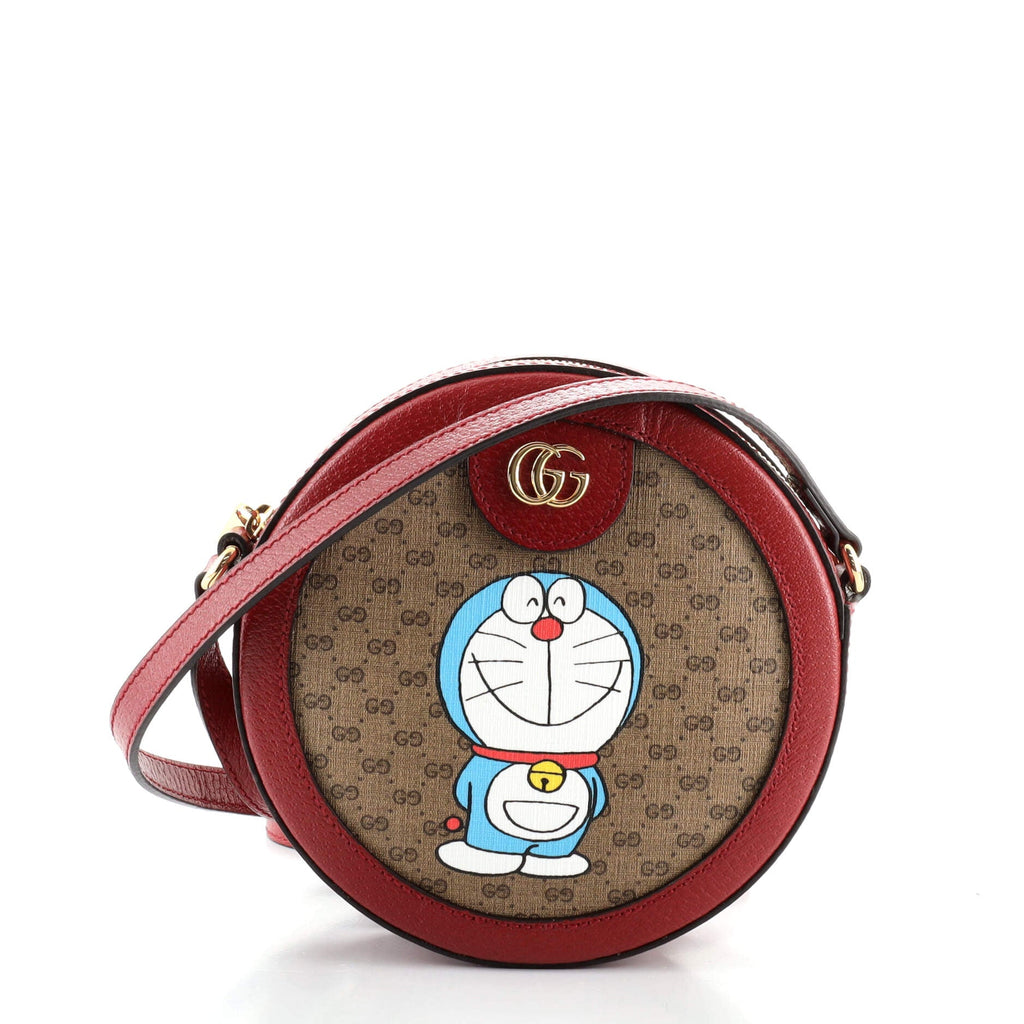 Doraemon Round Shoulder Bag Printed Mini GG Coated Canvas