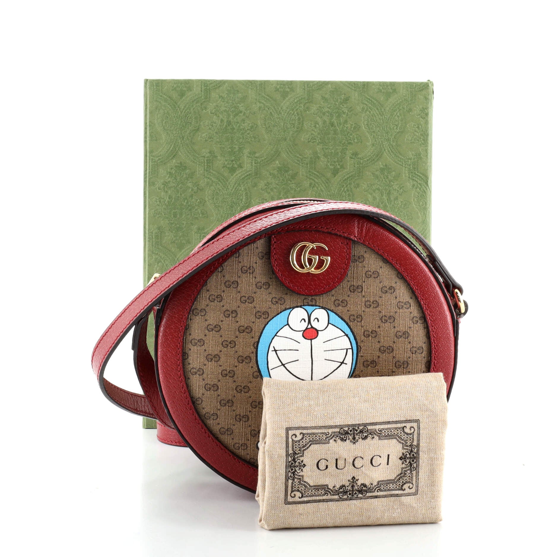Doraemon Round Shoulder Bag Printed Mini GG Coated Canvas